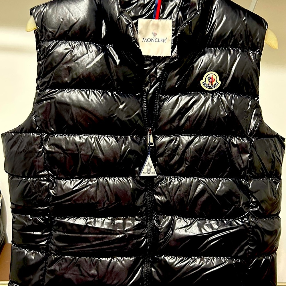 Moncler Shiny Black Quilted Vest